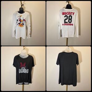 Disney Mickey & Friends Long Sleeve + Minnie Mouse Sequined Shirt - Sz Large Lot